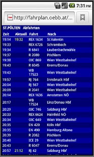 Austrian rail timetable live Screenshot