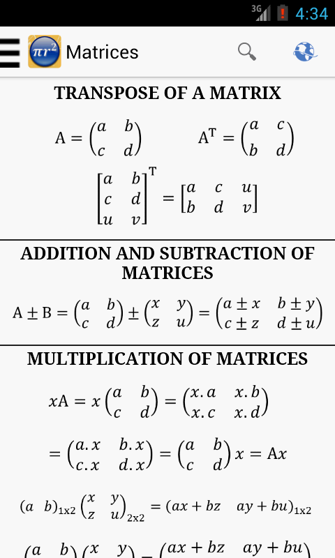 Android application Maths Formulas screenshort