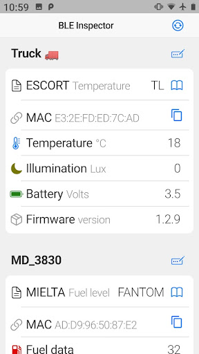 Android application BLE Inspector screenshort