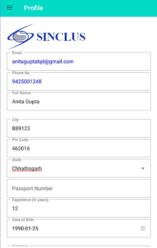 Android application SINCLUS screenshort
