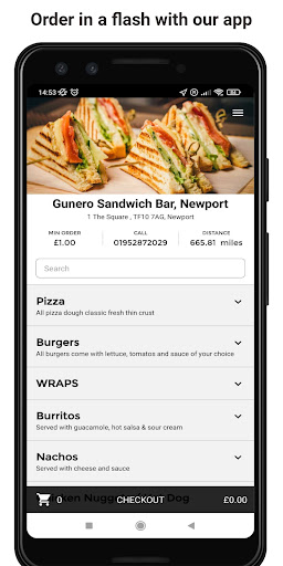 Android application Gunero Sandwich Bar, Newport screenshort