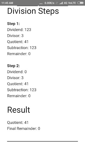 Long Division Calculator Screen 3