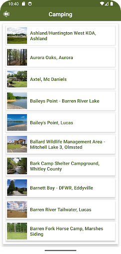 Kentucky State Campgrounds Screen 3