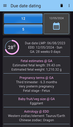 Android application Gestational Age Calculator screenshort