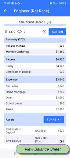 CASHFLOW Assist (Game Helper) Screen 3