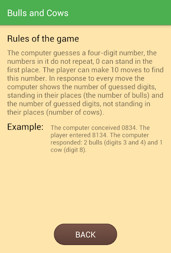 Bulls and Cows Screen 2