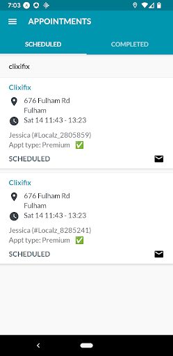 clixifix® Technicians App Screen 2
