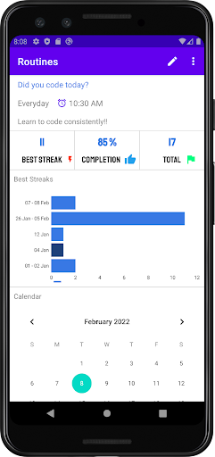 Routines Screen 3