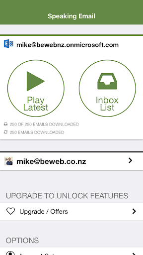 Speaking Email - voice reader Screen 2