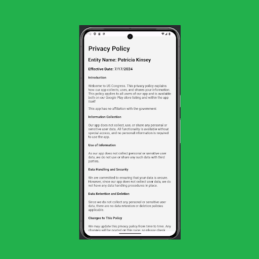 Congress Info (Updating) Screen 3