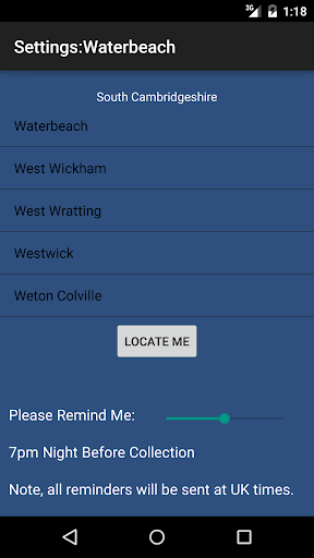 SCAMBS Bin Collections Screen 2