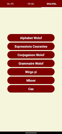 Android application Dictionnaire Wolof-Français screenshort