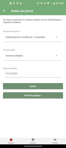 Android application Salvando Árvores da Extinção screenshort