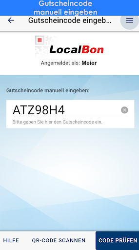 LocalBon Einlöse-App Screen 3