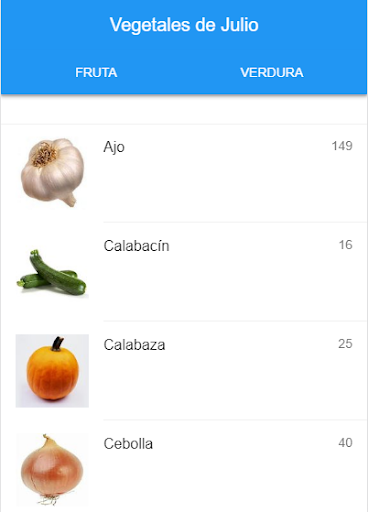 Android application Vegetales de temporada screenshort