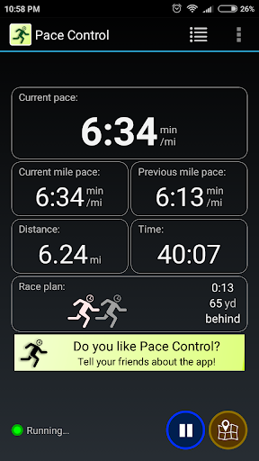 Pace Control - Running pacer screenshot 1
