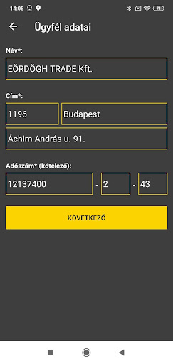 TaxiSzámla Screen 3