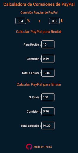 Calcular Comisiones de PayPal Screen 3