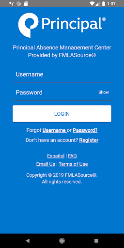 Android application Principal Absence Manager screenshort