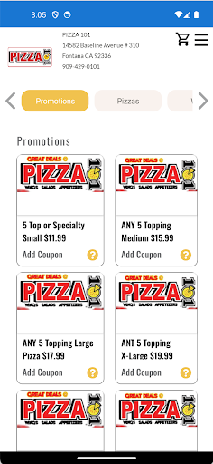 Android application Pizza101 screenshort