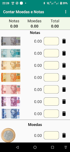 Android application Contar Moedas e Notas screenshort