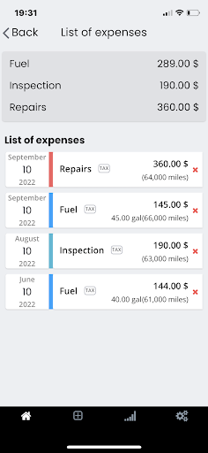 Car expenses tracker Lite Screen 2