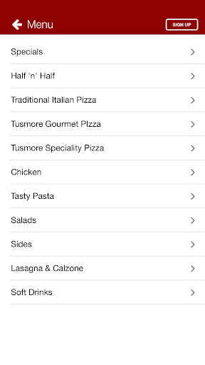 Tusmore Pizzeria Screen 2