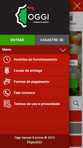 Android application Oggi massas & pizzas screenshort