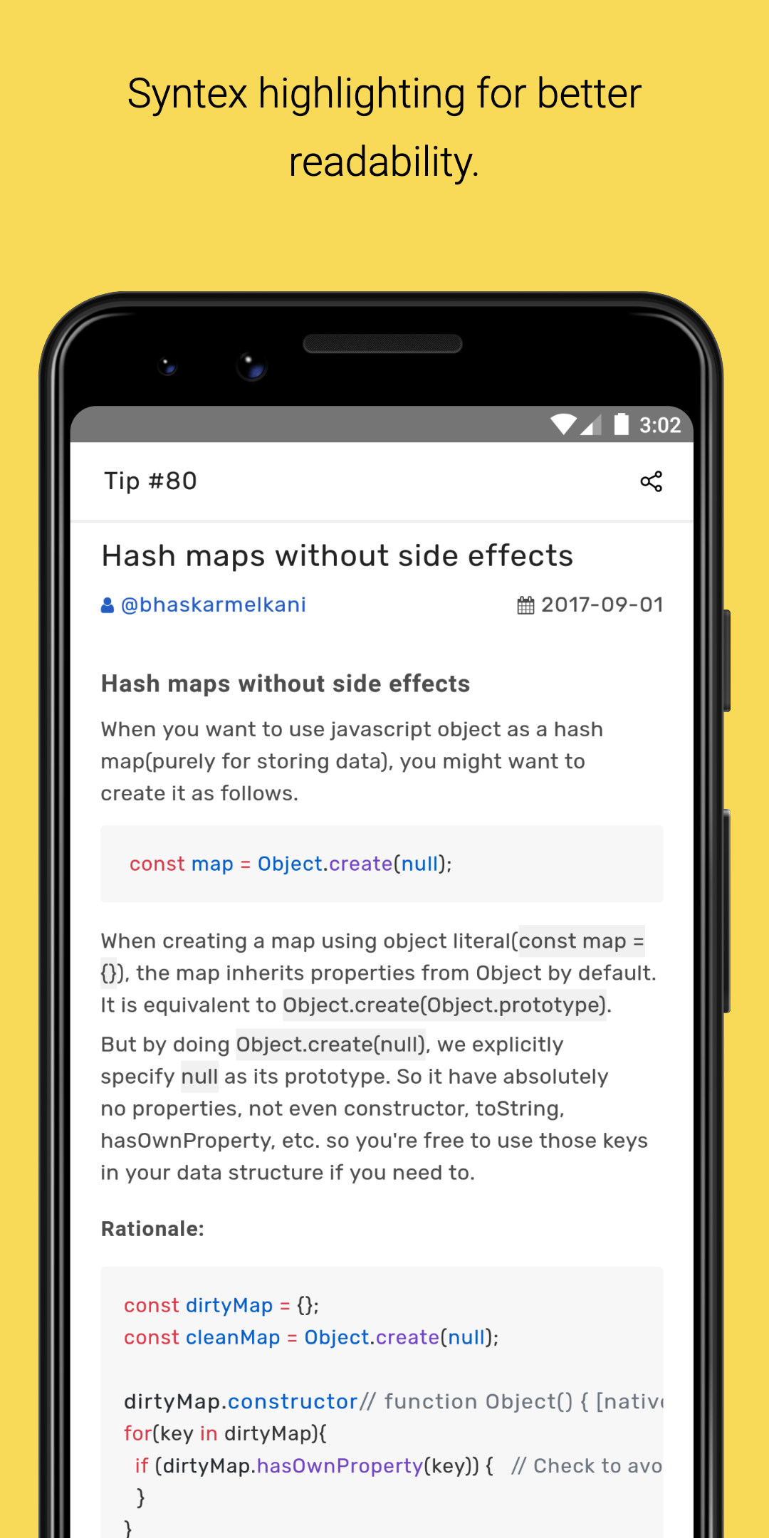 Android application JsTips - Short Javascript Tips screenshort