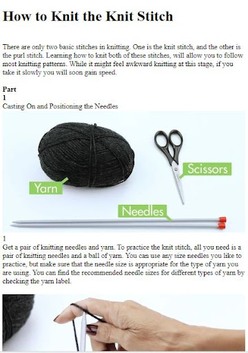 Knitting Tutorials Guide Screen 2