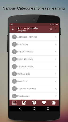 Screenshot of Birds Encyclopedia Offline App
