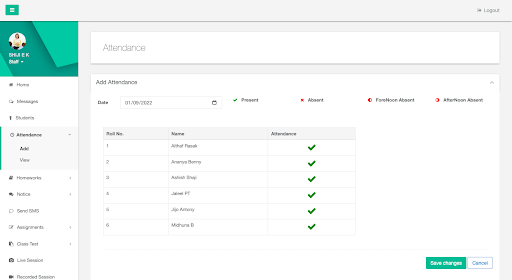 Staff App - Bethlehem School Screen 2