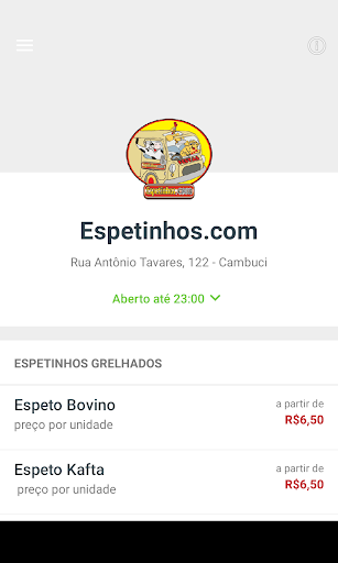 Android application Espetinhos.com screenshort