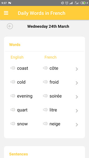 Learn new words Screen 3
