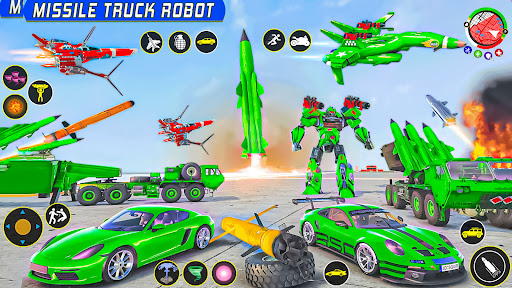 Android application Army Truck Robot Car Game 3d screenshort