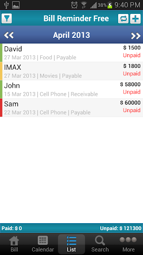 Bill Reminder Expense Manager Screen 3