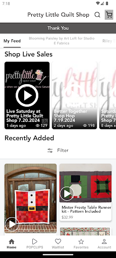 Screenshot of Pretty Little Quilt Shop