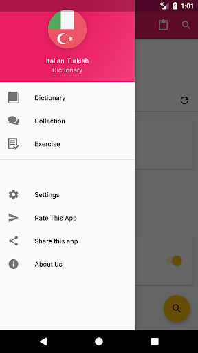 Android application Italian Turkish Dictionary screenshort