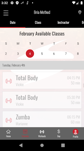 Bria Method Fitness Screen 2