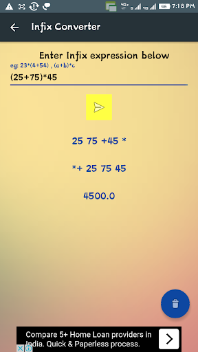 Infix Prefix Postfix Convert Screen 3