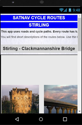 Android application Satnav Cycle Routes – Stirling screenshort