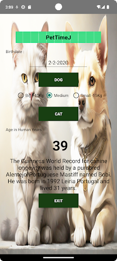 Android application PetTimeJ screenshort