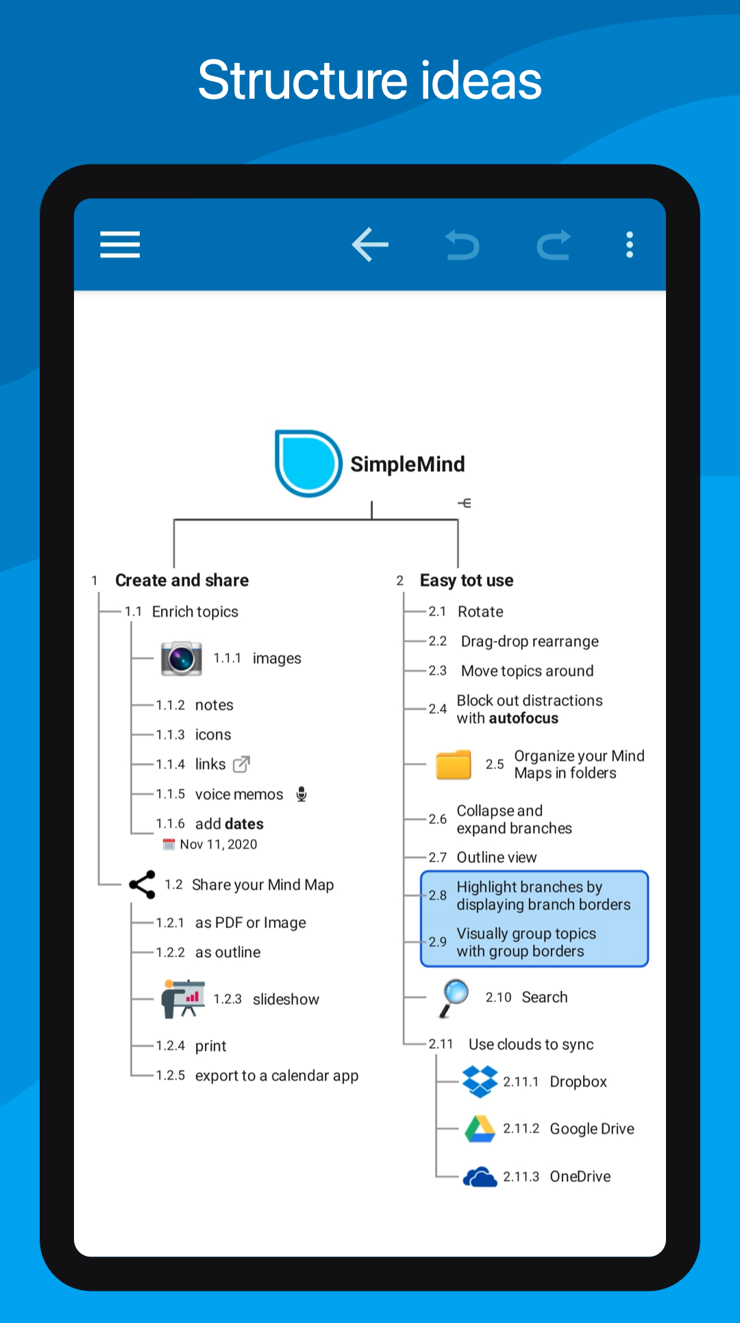 Android application SimpleMind Pro - Mind Mapping screenshort