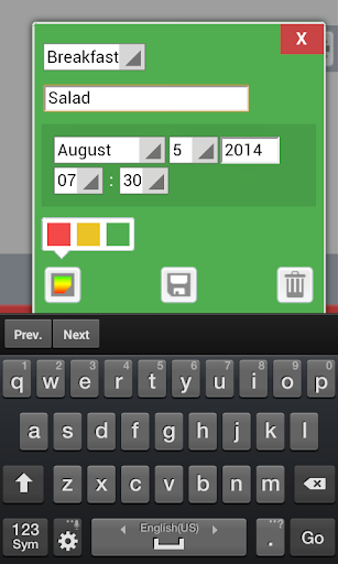 Screenshot of Food Diary