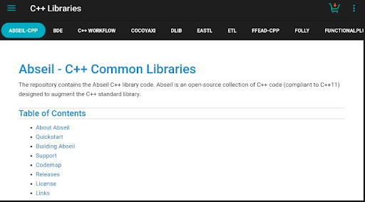 Screenshot of C++ Libraries and Compiler