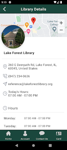 Android application Lake Forest Library screenshort