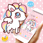 Cover Image of Скачать Pink Cartoon Unicorn Rainbow Theme 1.1.3 APK
