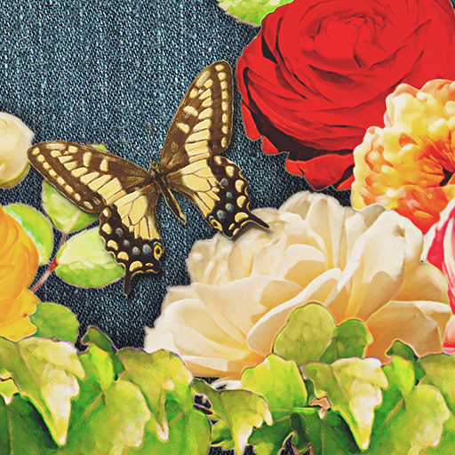 -Denim Floral- Theme +HOME logo