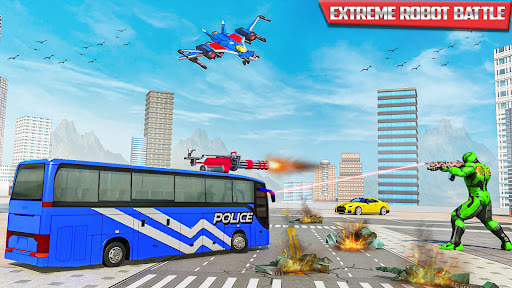 US Police Bus Transmute Robot