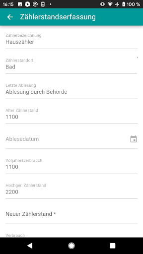 Zählerablesung Screen 3